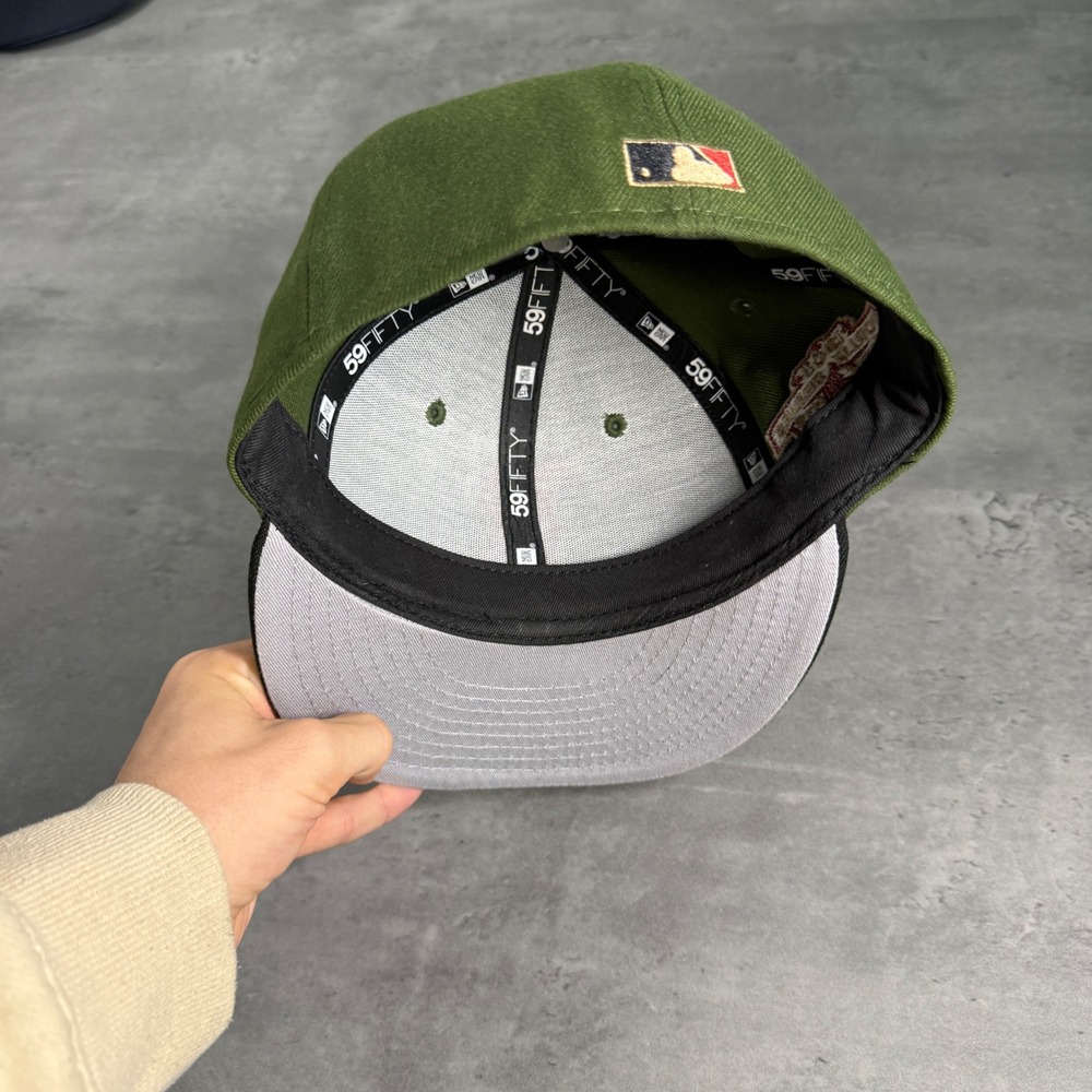 Hat Club New Era Boston Red Sox Fitted 6 7/8 Olive Green 1903 World Series Patch - Picture 6 of 7